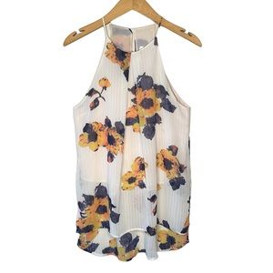 Lush Womens Floral Halter High Low Top Small